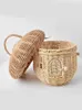 Totes Fashion Rattan Mushroom Basket Woman Designer Pine Cone Wicker Woven Handbag Women Summer Cute Beach Straw Bag Bali Vacation stylisheendibags