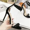 Berühmte Damen Designer Sandalen Slingback Heels Hochwertige Luxusschuhe Damen Sandalen Slides Open Toe High Heels Leder Fabrik Schuhe