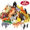 Minifig 54 PCS Mini Jungle Animal Toys Set Realistic Wild Plastic Djur Learning Toys Elephant Gazelle Giraffe Gnu Gorilla Lion Tiger J230629