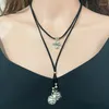 Pendant Necklaces Glass Time Gem Leather Rope Necklace Football Basketball Volleyball Softball Double Skin Simple Statement