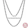 Rinntin SC29 Real 925 Sterling Silver 1.2mm/1.5mm/1.7mm/2.3mm/3.3mm Rhodium/18K Gold Diamond-Cut Rope Chain Necklace