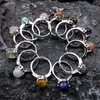 Reiki Cura Pedras Ametistas Anéis Ajustáveis Natural Jade Ágata Anéis Para Mulheres Festa Casamento Jóias