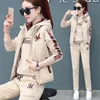 Femmes s Survêtements 2023 Automne Hiver Casual Sweat Suit Mode En Peluche Épaissie À Capuche Tops Gilet Pantalon 3 Trois Pièces Ensemble Pour Les Femmes 230629