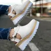 Sandálias Mulher Verão Salto Médio Pumps Sapatos Cunhas Mulher Plus Size Light Lady Flatform Sandalias Mujer Sapato Feminino N140