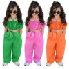 Pajamas Qunq Summer Girls Hang a Neck Off Shoulder Pleated Puffed Sleeves Top Straight Pants 2 Pieces Set Casual Kids Clouthes Age 3 T 8T 230628