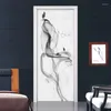壁紙3Dドアステッカー壁紙黒い白い抽象煙防水性自己粘着壁画壁デカールモダンなリビングルームの寝室