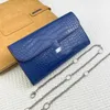 Kvalitetsdesigners väskor Lady Chain Bag Clutch Wallet Envelope Bag Crossbody Shoulder Bags Crocodil Calfskin Purse Silver Hardware Handväskor Kortplatser Kvinnor Väskor