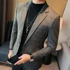 Herrdräkter 2023 Vintage Suede Single-Breasted Blazer Men Streetwear Suit Jacket Hombre Business Fall Casual Coat Uniform