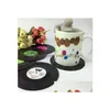 Mats Pads Fashion 6 Pz/Set Home Table Cup Mat Creative Decor Coffee Drink Tovaglietta Spinning Retro Vinyl Cd Record Bevande Sottobicchieri Dh9Fs