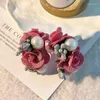 Boucles d'oreilles pour femmes mode doux romantique Vintage créatif perle tissu fleur filles fête de vacances cadeaux à la mode