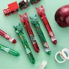 Pennen 10 stks/veel schattige kerst 10 kleur ballpoint pailletten eland santa claus intrekbare multicolor pen cadeau schoolkantoor stagerij