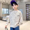 Tshirts 소년 봄 가을 스웨터 어린이 긴 소매 TShirt 어린이 십대 소년 편지 인쇄 면화 탑 풀오버 의류 514Year 230628