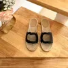 Designer women's interlocking cut out slide sandals Brown leather women slipper sculpted cord platform sole luxury shoes 03