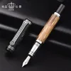 Pens Confucius Fountain Pen Bamboo Relief Metal Sier Bend Nib Business Stationary