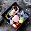 11pcs/Set with Gift Box Natural Healing Crystal Stone Chakras Bracelet Quartz Mineral Ornaments Crafts Hexagon Pendant Necklaces Jewelry Sets