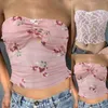 Canotte Canotte Fashion Top a tubo per le donne Pizzo floreale senza spalline Sheer Mesh Crop Top Canotta sexy Boho Bandeau Dance Junior