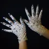 Mittens Luxurious Stretch Rhinestones Gloves Women Sparkly Crystal Mesh Long Dancer Singer Nightclub Dance Stage Show Accessories 230609