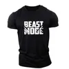Camisetas masculinas Beast Mode Letter English Element Printed Casual Tshirts Summer Short Sleeve Workout Sports Gym T Shirts Big Size 6XL Top 230629