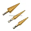 Borrbitar 3 st/set Step Cone Bit Hole Cutter HSS Set Titanium Coated Drilling Tool Hex Shank 3-12mm/4-12mm/4-20mm JK2102KD Drop de DHT1W