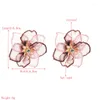 Stud Earrings Sale 1 Pair 6x6cm Pink /bule Flower Shape Earring Personalized Mesh Crystal Fashion Temperament