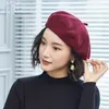 Berets Beckyruiwu Hut Weibliche Woolen Baskenmütze Herbst Koreanische Maler Kappe Frauen Winter Stricken Hüte Dame Mode Kürbis 230629