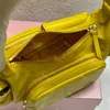 Miui Women's Black Nappa Leather Pocket Bag miui White Yellow Cool Locomotive Underarm Bag 2023 Hobo Sheepskin Pocket Bag