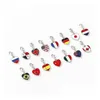 Keychains Lanyards 13 Countries Flag Keychain Diy Alloy Heart Gift Favor Car Foreign Affairs Gifts National Independence Day Flags Dhbyv