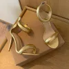 Famosi sandali firmati da donna Tacchi alla caviglia Scarpe di lusso di alta qualità Sandali da donna Scivoli Open Toe Tacchi alti Scarpe da fabbrica in pelle