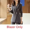 Kvinnors tvåbitar byxor 2023 Kvinnlig blå blazer Kvinnor Blandar Damer Ladies Work Business Office Uniform Style