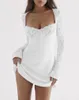 Casual Dresses Women's A-Line Short Mini Dress Long Sleeve Lace Patchwork Solid Color Night Out Party Clubwear