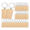 Jewelry Pouches 100Pieces Wooden Keychain Blanks Bulk Rectangle Wood Unfinished Key Ring Tag A