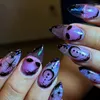 Faux Ongles Halloween Appuyez Sur Star Designs Violet Faux Pour Les Femmes Partie DIY Manucure Amande Décorations 2023