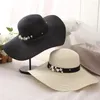 Sombreros de ala ancha Redonda Rafia Rafia Sol de verano para mujeres con gorra de playa de ocio