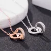 Designer Charm 925 Sterling Silver Jewelry Carter Double Ring Cake Micro Inlaid Zircon ClaVicle Necklace Silver Plated Rose Gold Pendant