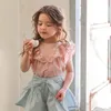 Family Matching Outfits Children Clothing Girls Summer Sweet Lace Cotton Shirt Top Blouse Clothes Korean Style Sleeveless 230628