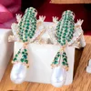 Dangle Earrings Soramoore Trendy Shiny Full Green Jump Frog Pearl Cubic Zircon For Women Wedding Engagement JEWELRY