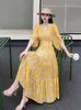 Elbise Tasarımcısı Moda Çiçek Baskı İlkbahar/Yaz 2023 Uzun Kollu Gevşek V Yaka Boncuklu Elbise Tek Renkli S-XL Günlük Elbise
