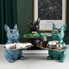 Objetos decorativos Estatuetas Bulldog Francês Escultura Cão Estátua De Armazenamento De Jóias Decoração De Mesa Cofrinho De Moedas Bandeja De Armazenamento Home Art Estátua 230628