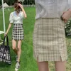 Röcke Harajuku Hohe Taille Split Kurzen Rock Streetwear Frauen 2023 Sexy Tartan Print A-line Damen Mädchen Schlank Plaid Mini