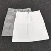 Юбки женские джинсовые мини-юбки белые или в полоску трапециевидной формы с высокой талией летняя мода 2023 женские короткие Jupe