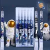 Penne 36 pezzi/lotto astronauta Penna liquida dritta per gel di liquido carino da 0,5 mm inchiostro nero firma penne regalo di cartoleria promozionale