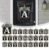 Flores decorativas letras guirlanda para porta da frente placa de porta guirlanda sobrenome de madeira design de alfabeto falso 26 sinal