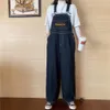 5XL 2023 Women Denim Jumpsuit Long wide leg pants Loose Overalls Korean style Embroidery female