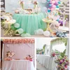 Spódnica stołowa 2M 3 m 4M różowy przyjęcie weselne Tutu Tiulowa zastawa stołowa Baby Shower Płeć Ujawnia jednorożca urodziny Dekor 230628