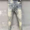 Mens jeans de alta qualidade homens jean buraco remendo moda versátil rasgado estiramento lápis calça streetwear elástico hip hop estrela padrão 230629