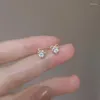 Boucles d'oreilles mode pour femmes adolescents luxe nœud papillon Cube Zircon brillant oreille partenaire étudiant fille mignon petit bijoux cadeau