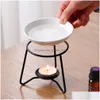 Candle Holders Metal Oil Burner Wax Warmer Ceramic Tealight Holder Fragrance Aromatherapy Tart Diffuser Xb1 Drop Delivery Home Garden Dhd1O