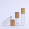 Wholesale 5ml 10ml Frosted Glass Roll On Bottles with Metal Roller Ball And Bamboo Lids Elwdm