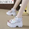 Sandals High Heels Sexy Open-toed Sandals Chunky Sandals Women Wedge Increased Platform Shoes Ladies Beach Summer Sandalia 230628