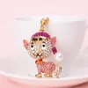 Keychains Cute Christmas Hat Dog Keychain Animal Key Chain Ring Holder Bag Pendant Accessories Keyring